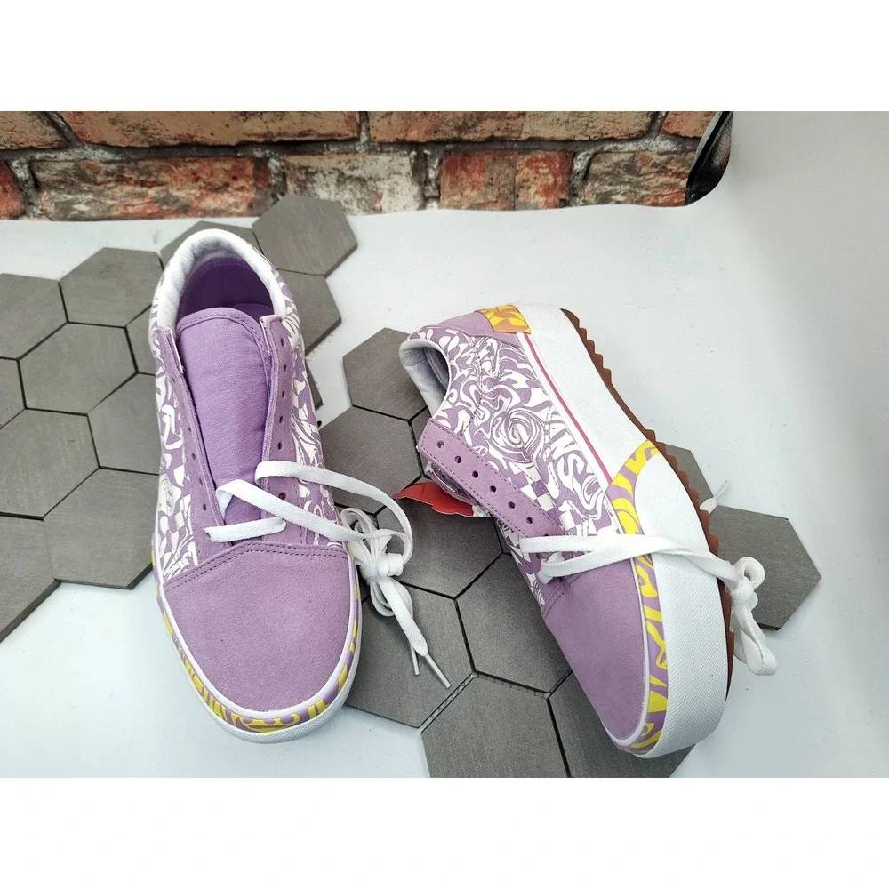 Vans Old Skool Stacked Lugged Wavy Daze Lilac 2in Platform Shoes Women's Sz 8 - Picture 8 of 10